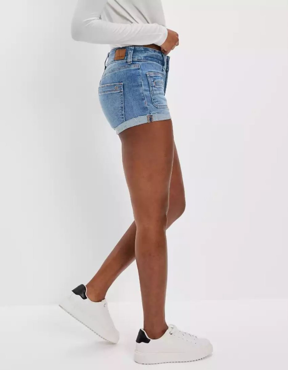 Shorts American Eagle AE Ne(x)t Level High-Waisted Denim Indigo Femme | TSA-22726790